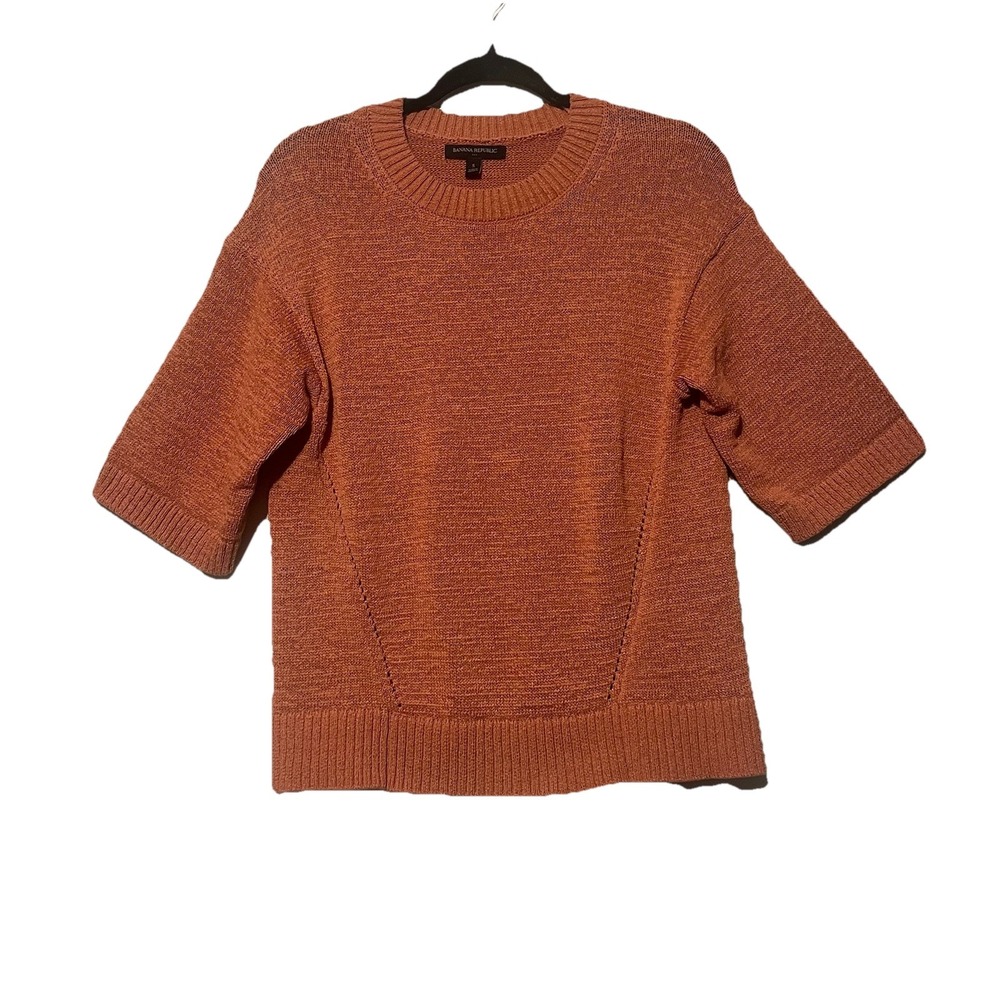 Banana Republic Orange Short‎ Sleeve Blouse Pullover Top Size S